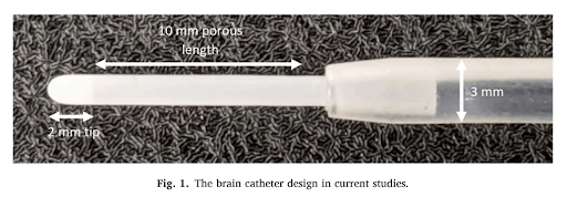 This image is a picture of the end of the catheter, and it gives specific measurements and dimensions, which are as follows:
2 mm tip
10 mm porous length
3 mm width